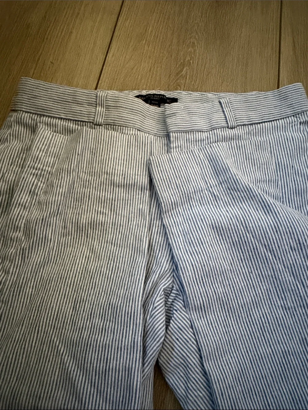 Banana Republic Blue & White Pinstripe Chinos - Slim Straight